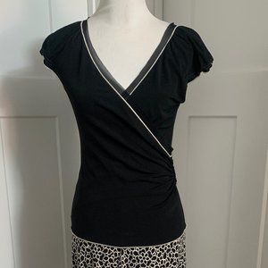 Studio M Faux Wrap Black Top Size XS